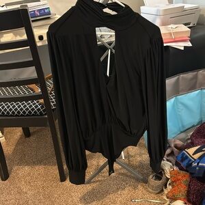 Black silky bodysuit